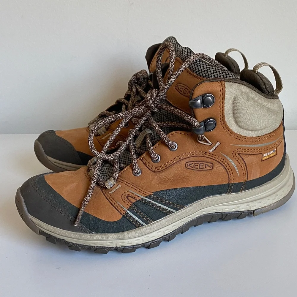 KEEN Womens Leather Hiking Boots Size 6.5US Waterproof Outdoor Boots Orange Gray - Picture 8 of 11